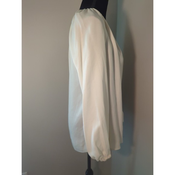 Diane Von Furstenberg V-neck Cream long sleeve blouse top - Picture 5 of 6